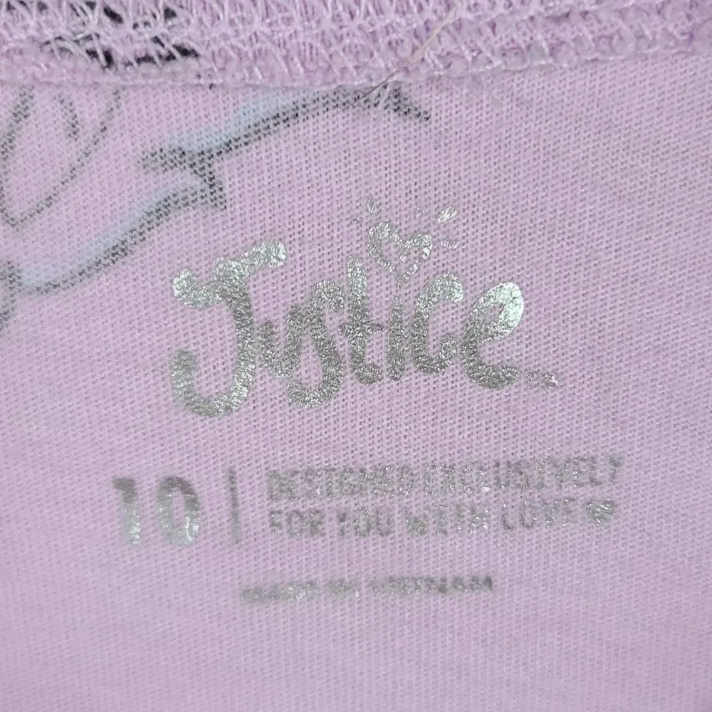 Justice Girls 10 Lavender Purple Unicorn Shine Bright Tee Long Slv T-Shirt